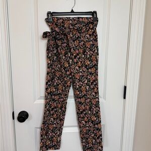 Jules & Leopold Navy Floral Tie-Waist Pants